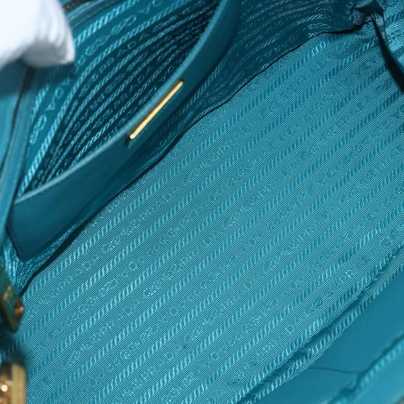 PRADA Hand Bag Safiano leather 2way Green Gold Auth BA9274V