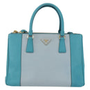 PRADA Hand Bag Safiano leather 2way Green Gold Auth BA9274V-13