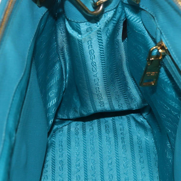 PRADA Hand Bag Safiano leather 2way Green Gold Auth BA9274V