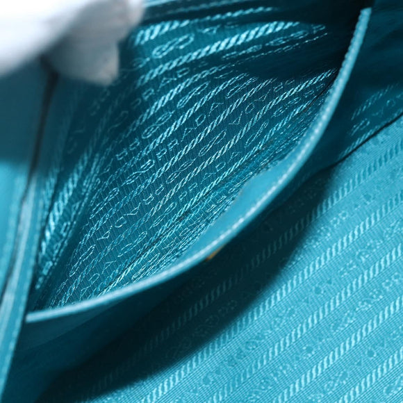 PRADA Hand Bag Safiano leather 2way Green Gold Auth BA9274V