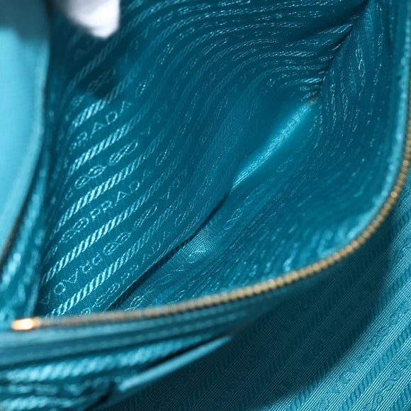 PRADA Hand Bag Safiano leather 2way Green Gold Auth BA9274V