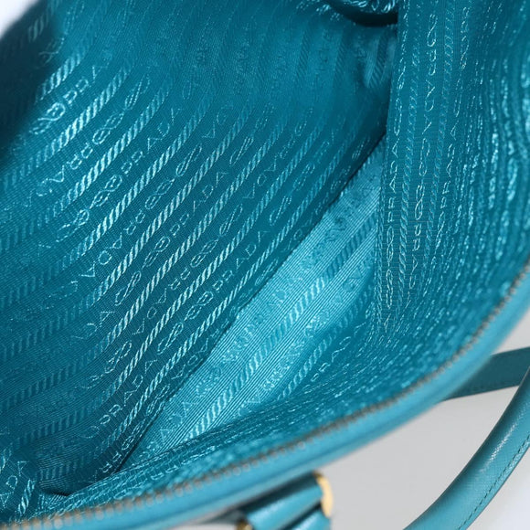 PRADA Hand Bag Safiano leather 2way Green Gold Auth BA9274V