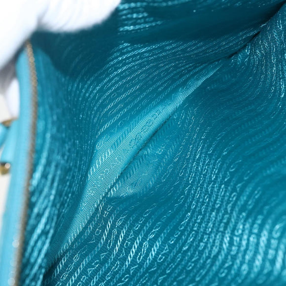 PRADA Hand Bag Safiano leather 2way Green Gold Auth BA9274V