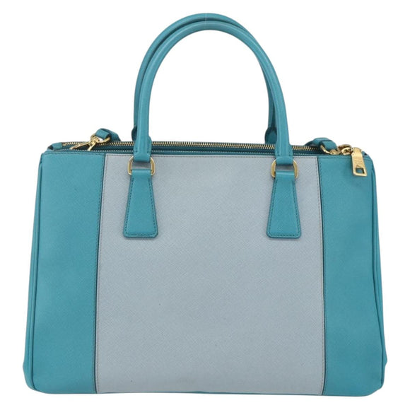 PRADA Hand Bag Safiano leather 2way Green Gold Auth BA9274V