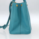 PRADA Hand Bag Safiano leather 2way Green Gold Auth BA9274V-4