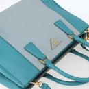 PRADA Hand Bag Safiano leather 2way Green Gold Auth BA9274V-6