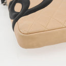 CHANEL Matelasse Cambon Line Shoulder Bag Leather Beige Silver CC Auth BA9277V-11