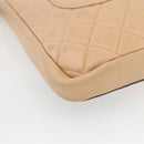 CHANEL Matelasse Cambon Line Shoulder Bag Leather Beige Silver CC Auth BA9277V-13