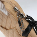 CHANEL Matelasse Cambon Line Shoulder Bag Leather Beige Silver CC Auth BA9277V-14
