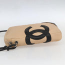 CHANEL Matelasse Cambon Line Shoulder Bag Leather Beige Silver CC Auth BA9277V-4