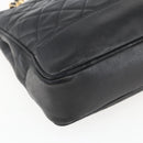 CHANEL Matelasse Chain Shoulder Bag Leather Black Gold CC Auth BA9278-14