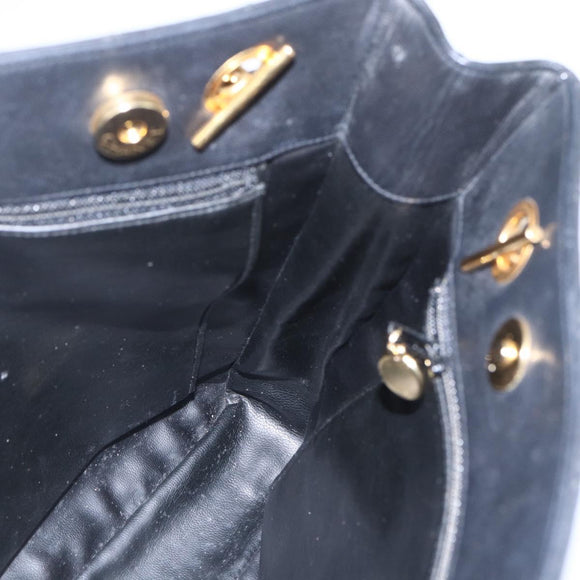 CHANEL Matelasse Chain Shoulder Bag Leather Black Gold CC Auth BA9278