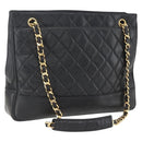 CHANEL Matelasse Chain Shoulder Bag Leather Black Gold CC Auth BA9278-1