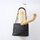 CHANEL Matelasse Chain Shoulder Bag Leather Black Gold CC Auth BA9278-23