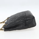 CHANEL Matelasse Chain Shoulder Bag Leather Black Gold CC Auth BA9278-3