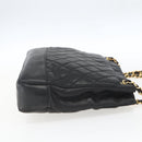 CHANEL Matelasse Chain Shoulder Bag Leather Black Gold CC Auth BA9278-4