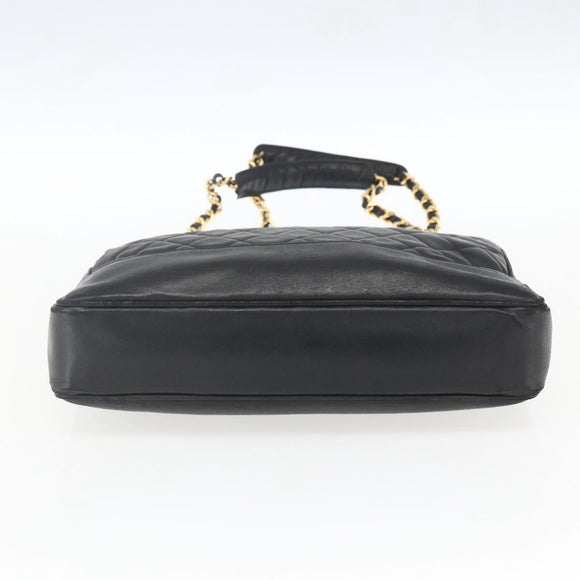 CHANEL Matelasse Chain Shoulder Bag Leather Black Gold CC Auth BA9278