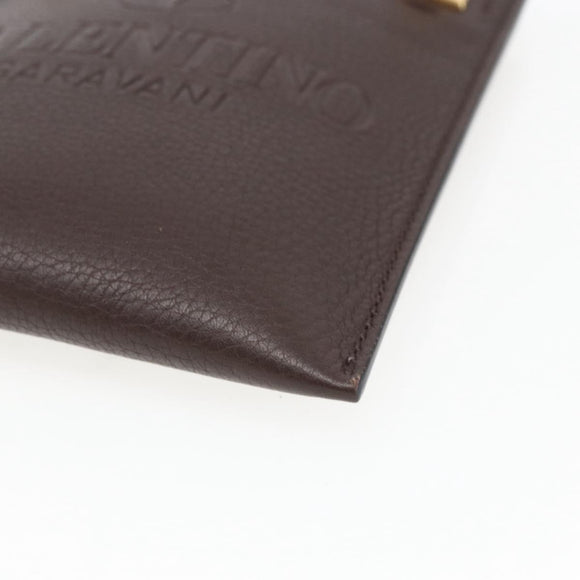 VALENTINO Shoulder Bag Leather Brown Gold Auth BA9280V