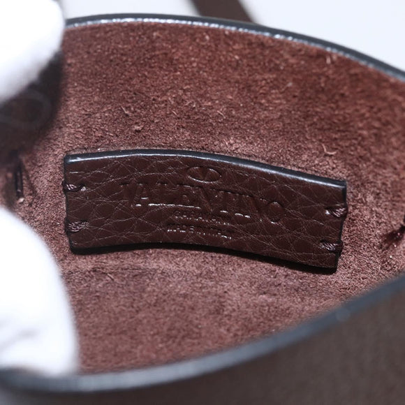 VALENTINO Shoulder Bag Leather Brown Gold Auth BA9280V