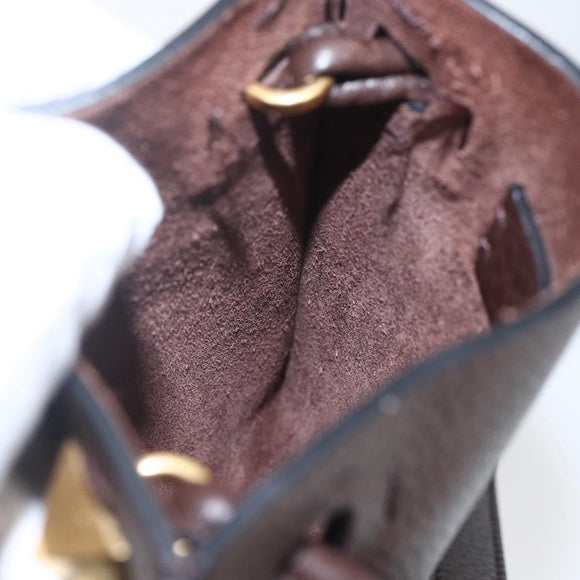 VALENTINO Shoulder Bag Leather Brown Gold Auth BA9280V