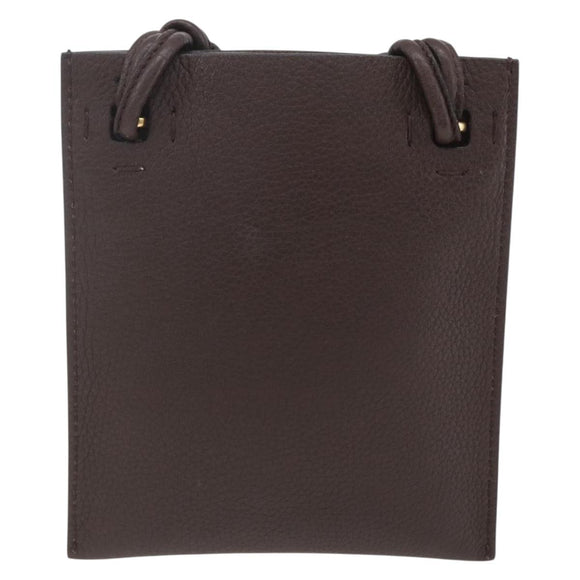 VALENTINO Shoulder Bag Leather Brown Gold Auth BA9280V