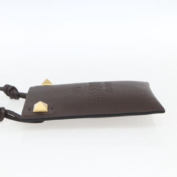 VALENTINO Shoulder Bag Leather Brown Gold Auth BA9280V