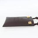 VALENTINO Shoulder Bag Leather Brown Gold Auth BA9280V-4