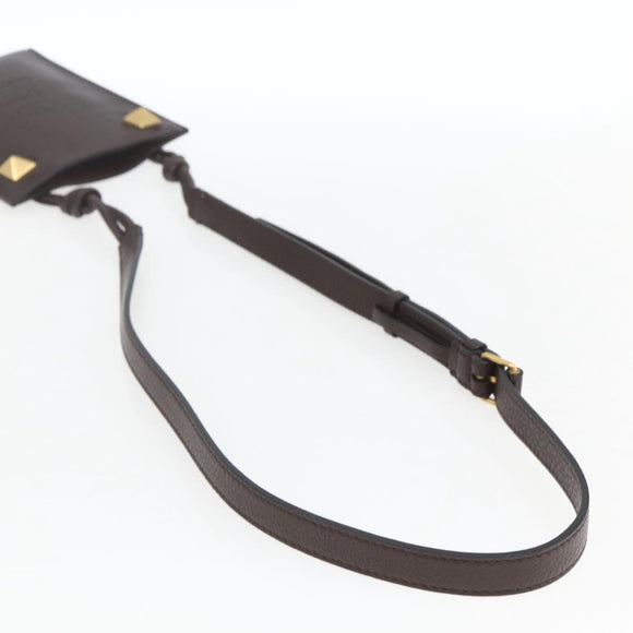 VALENTINO Shoulder Bag Leather Brown Gold Auth BA9280V