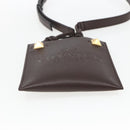 VALENTINO Shoulder Bag Leather Brown Gold Auth BA9280V-5