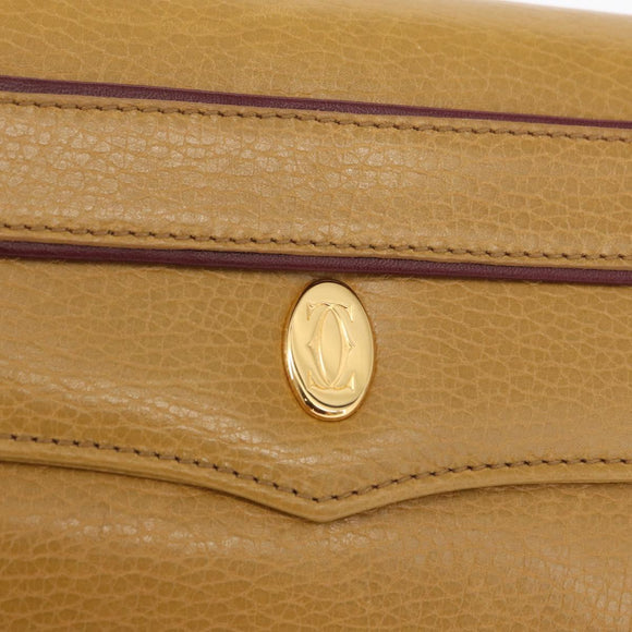 CARTIER Must Line Clutch Bag Leather Yellow Gold Auth BA9283