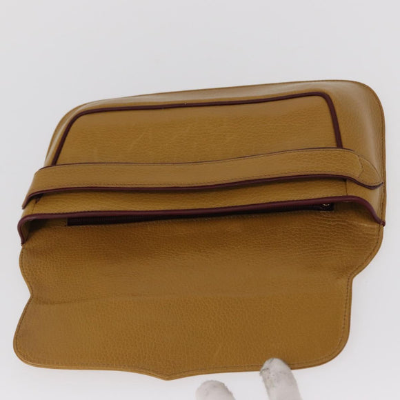 CARTIER Must Line Clutch Bag Leather Yellow Gold Auth BA9283