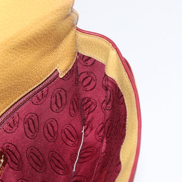 CARTIER Must Line Clutch Bag Leather Yellow Gold Auth BA9283