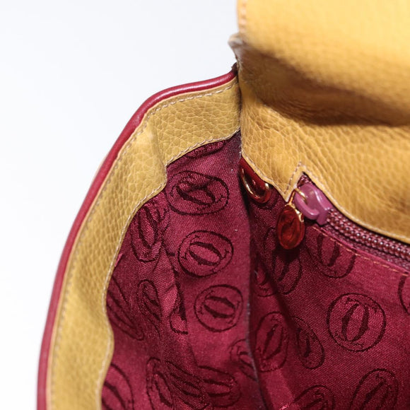 CARTIER Must Line Clutch Bag Leather Yellow Gold Auth BA9283