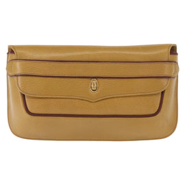CARTIER Must Line Clutch Bag Leather Yellow Gold Auth BA9283 - 0