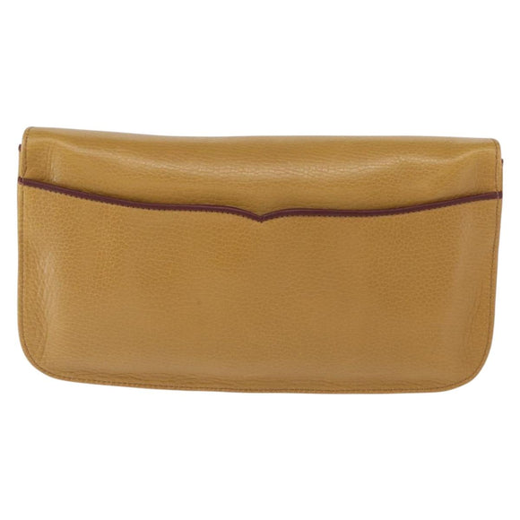 CARTIER Must Line Clutch Bag Leather Yellow Gold Auth BA9283