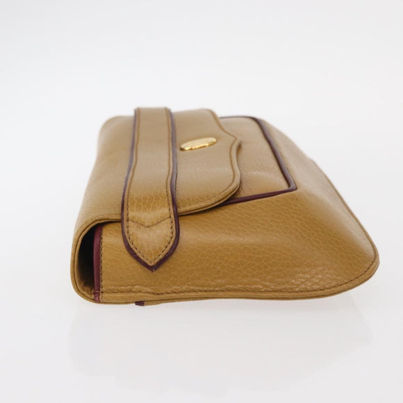 CARTIER Must Line Clutch Bag Leather Yellow Gold Auth BA9283