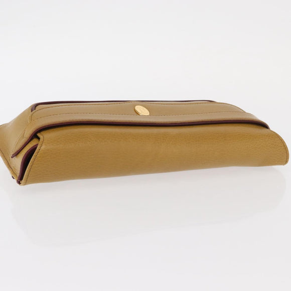 CARTIER Must Line Clutch Bag Leather Yellow Gold Auth BA9283
