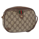 GUCCI GG Supreme Web Sherry Line Bag PVC Beige Gold 156 02 066 Auth BA9285-1