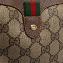 GUCCI GG Supreme Web Sherry Line Bag PVC Beige Gold 156 02 066 Auth BA9285-17