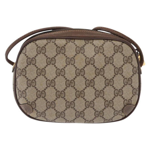 GUCCI GG Supreme Web Sherry Line Bag PVC Beige Gold 156 02 066 Auth BA9285