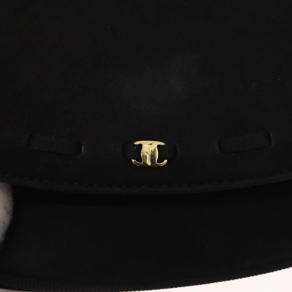 Salvatore Ferragamo Vala Shoulder Bag Suede Black Gold Auth BA9286