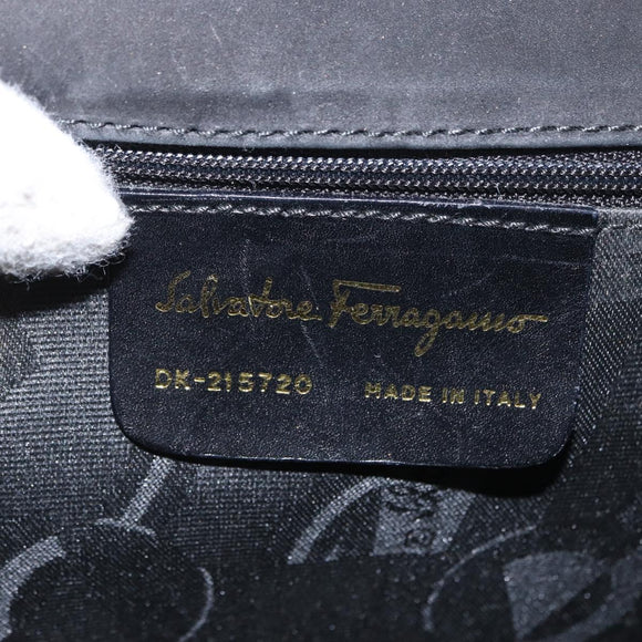 Salvatore Ferragamo Vala Shoulder Bag Suede Black Gold Auth BA9286