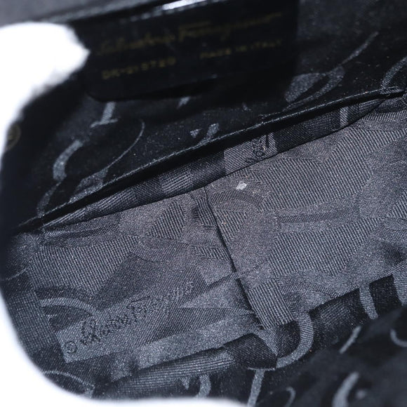 Salvatore Ferragamo Vala Shoulder Bag Suede Black Gold Auth BA9286