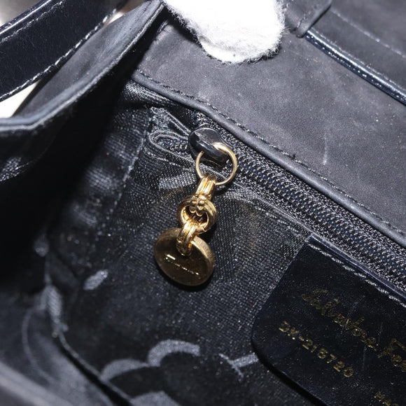 Salvatore Ferragamo Vala Shoulder Bag Suede Black Gold Auth BA9286