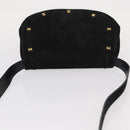 Salvatore Ferragamo Vala Shoulder Bag Suede Black Gold Auth BA9286-6