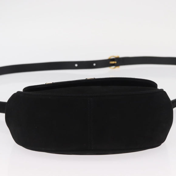 Salvatore Ferragamo Vala Shoulder Bag Suede Black Gold Auth BA9286