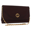 GUCCI Chain Shoulder Bag Nylon Bordeaux Gold Auth BA9288-1