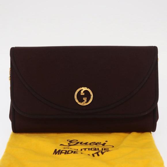 GUCCI Chain Shoulder Bag Nylon Bordeaux Gold Auth BA9288