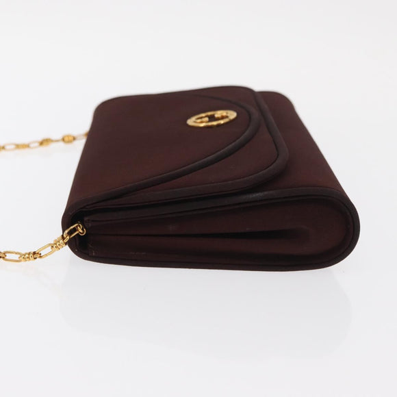 GUCCI Chain Shoulder Bag Nylon Bordeaux Gold Auth BA9288