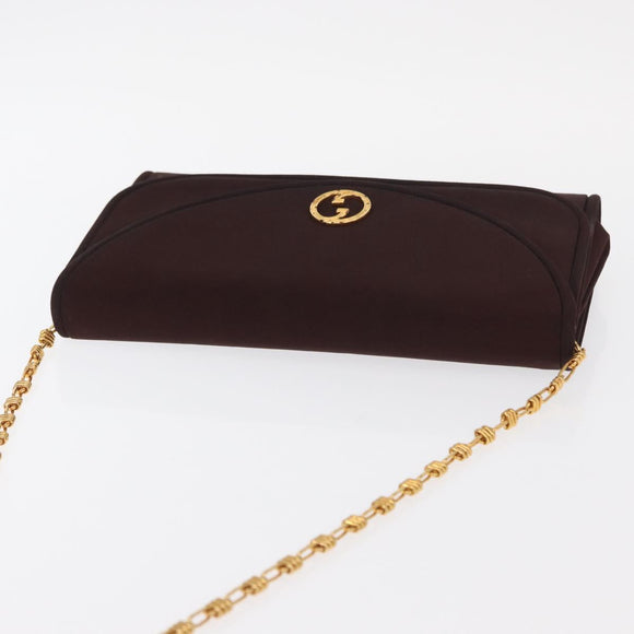 GUCCI Chain Shoulder Bag Nylon Bordeaux Gold Auth BA9288